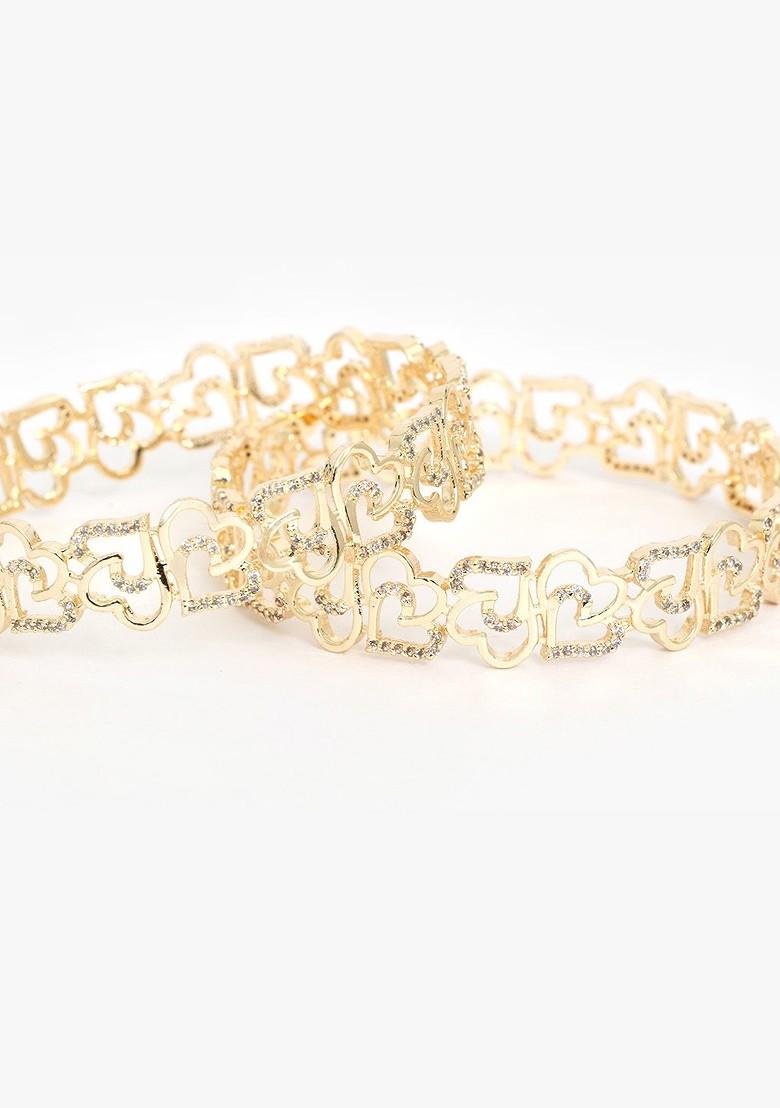 Set Of 2 Gold Plated Stones Studded Bangles