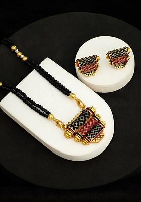 Gold Plated Artificial Stones and Beads Mangalsutra