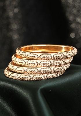Set Of 4 Gold Plated Stone Studded Bangles