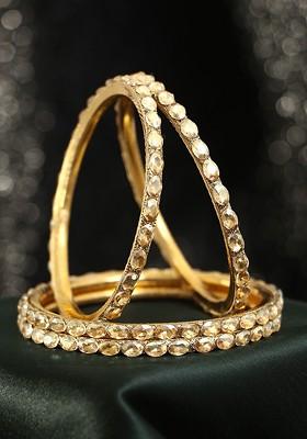 Set Of 4 Gold Plated Stone Studded Bangles