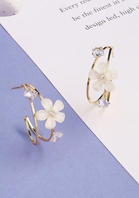 Gold Plated Contemporary Half Hoop Earrings