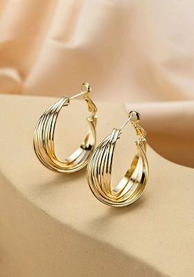 Gold Plated Contemporary Hoop Earrings