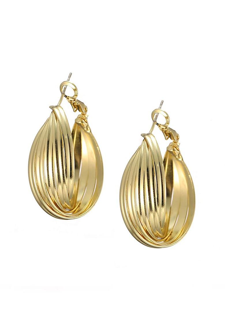 Gold Plated Contemporary Hoop Earrings