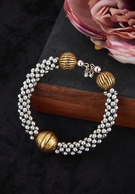 Silver Plated Beaded Bangle Style Bracelet