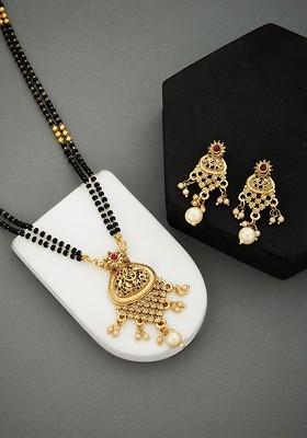 Gold Plated Artificial Stones and Beads Mangalsutra
