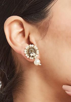 Silver Plated Beaded Contemporary Drop Earrings