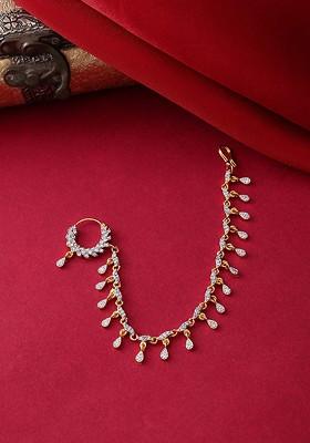 Gold Plated Cubic Zirconia Chained Nosepin