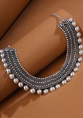 Silver Plated Oxidised Necklace