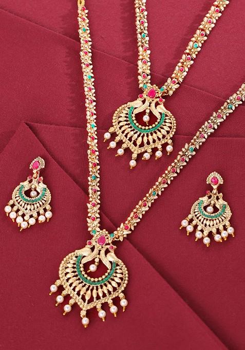 Gold Plated Stone Studded Jewellery Set