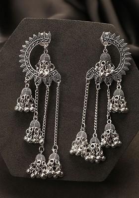Silver Plated German Silver Contemporary Drop Earrings