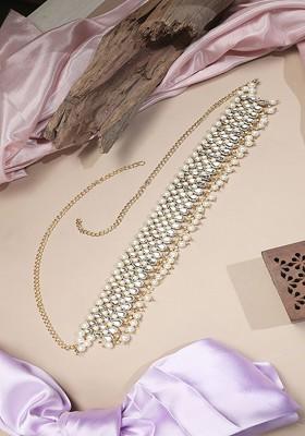Gold Plated Kundan Studded Kamarband Waist Chain Saree Accessories