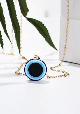 Gold Plated Evil Eye Circular Pendant With Chain