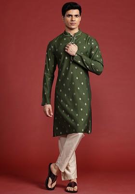 Men Ethnic Motifs Printed Regular Thread Work Kurta With Trousers