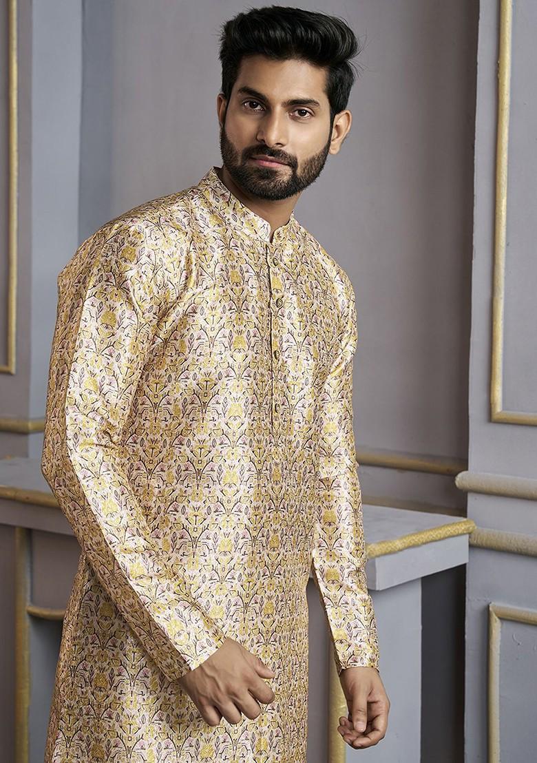 Ethnic Motifs Printed Sequinned Mandarin Collar Straight Kurta