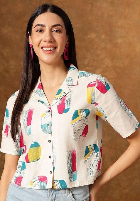 Women Floral Printed V-Neck Cotton Top