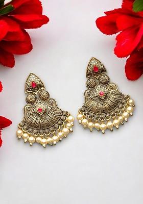 Gold Plated Bead Antique Classic Drop Earrings