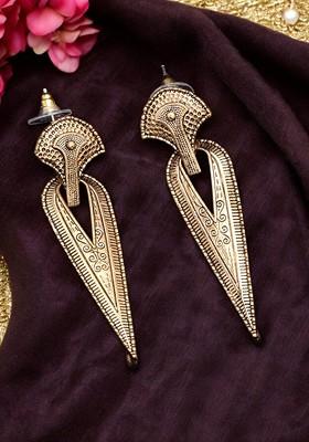 Gold Plated Teardrop Shaped Drop Earrings