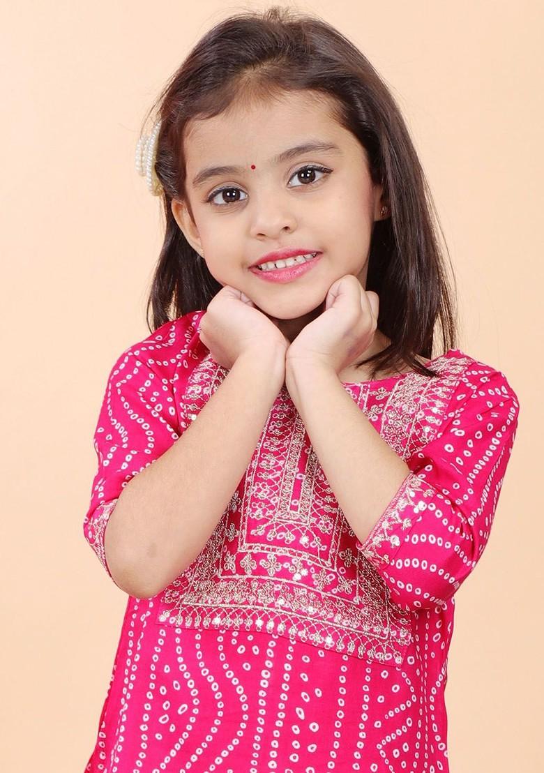 Bandhani Printed Gotta Patti Straight Kurta With Sharara