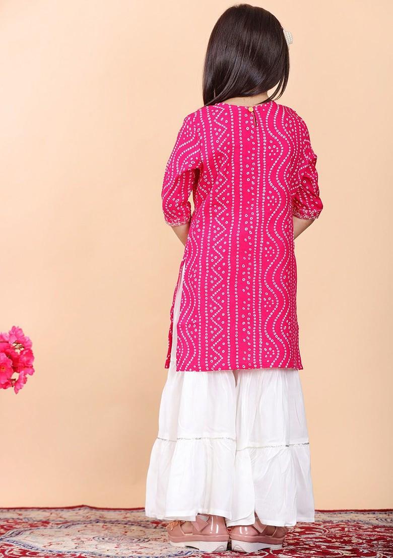 Bandhani Printed Gotta Patti Straight Kurta With Sharara
