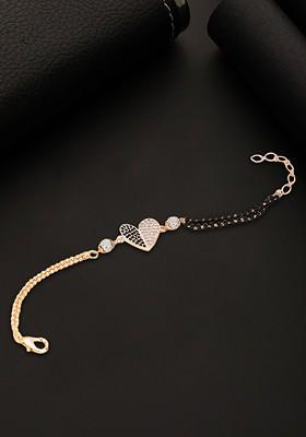 Gold Plated Artificial Stones And Bead Mangalsutra Bracelet