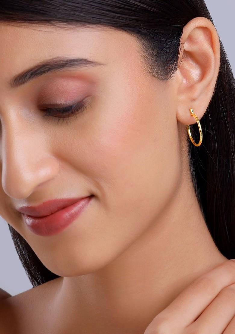 Indya X Giva 925 Silver Gold Plated Contemporary Hoop Earrings
