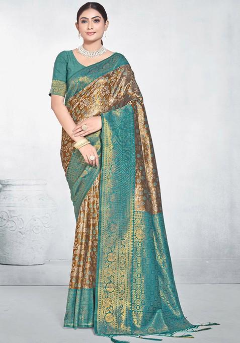 Woven Design Zari Ethnic Motifs Saree