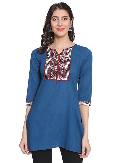 Women Round Neck Pure Cotton Kurti