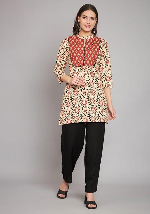 Women Floral Printed Pure Cotton Kurti