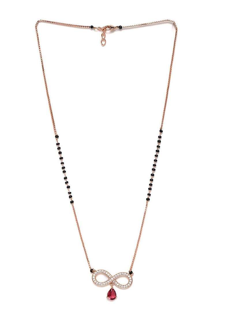 Gold Plated Artificial Stones and Beaded Mangalsutra - Indya