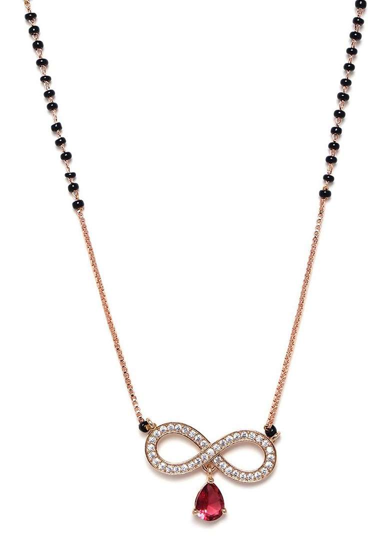 Gold Plated Artificial Stones and Beaded Mangalsutra - Indya