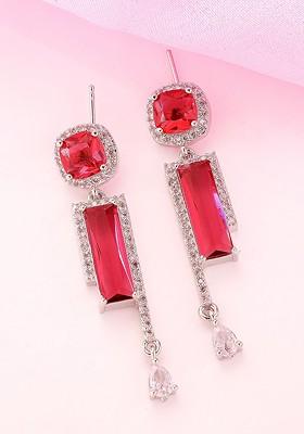 Silver Plated American Diamond Classic Drop Earrings