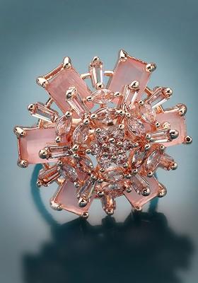 Rose Gold Plated American Diamond Stud Finger Ring