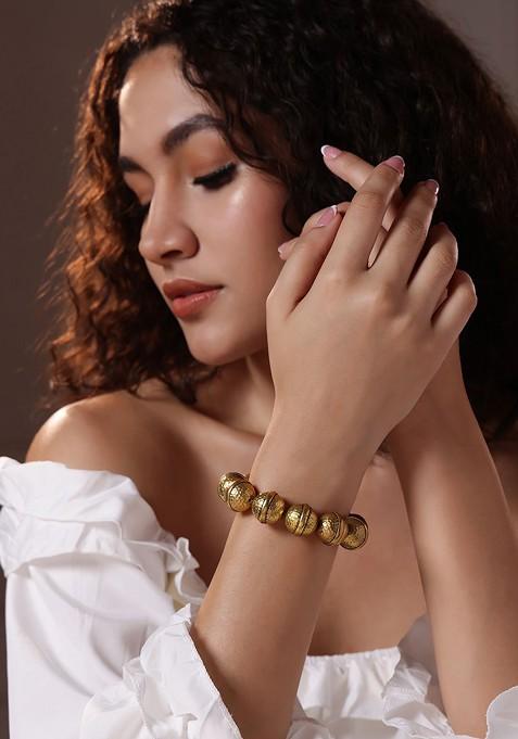 Women Brass Handcrafted Gold Plated Kada Bracelet