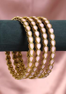 Set Of 4 Gold Plated Stone Studded Bangles
