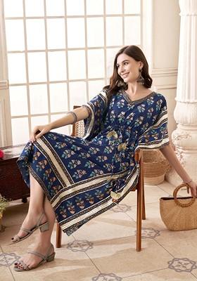 Ethnic Motifs Print Kaftan Midi Dress
