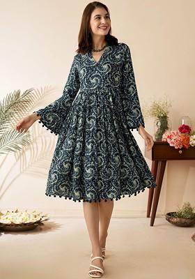 Tie and Dye Printed Midi Ethnic Dresses