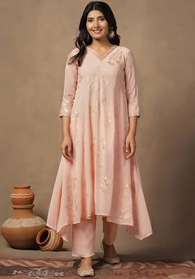 Floral Print Georgette Anarkali Kurta With Trousers