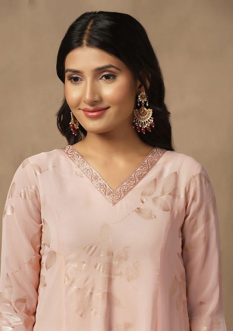 Floral Print Georgette Anarkali Kurta With Trousers