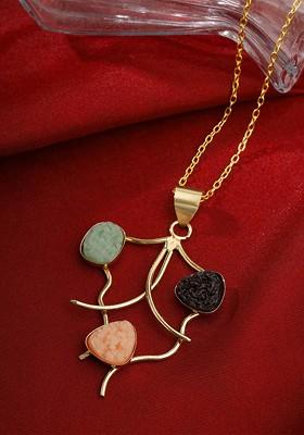 Gold Plated Stones Studded Necklace