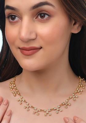 Gold Plated Stone Studded Necklace