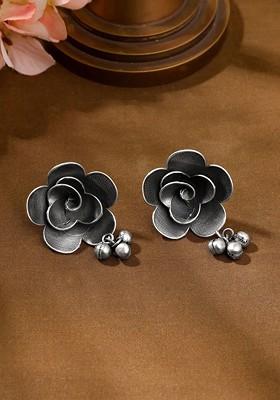 Silver Plated Contemporary Oxidised Drop Earrings