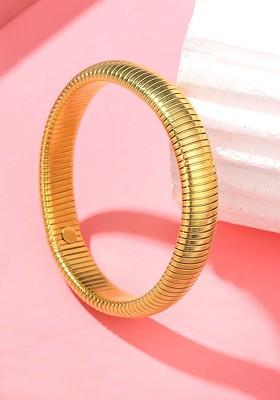 Gold Plated Stainless Steel Bangle Style Bracelet