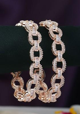 Set Of 2 Gold Plated Stones Studded Bangles