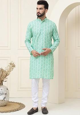 Ethnic Motifs Printed Regular Cotton Linen Kurta With Pyjama
