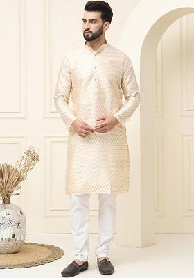Ethnic Motifs Printed Regular Cotton Silk Kurta With Pyjama