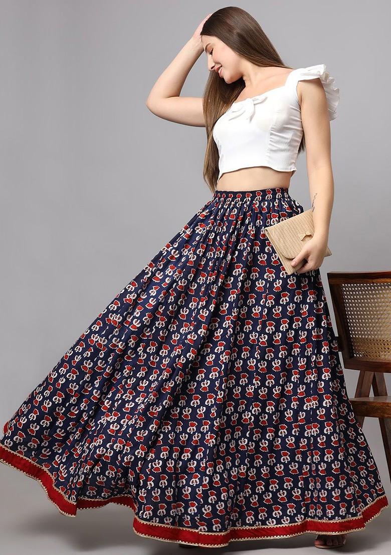 Buy Women Women Floral Printed Flared Maxi Skirt 30828589 - Main Image