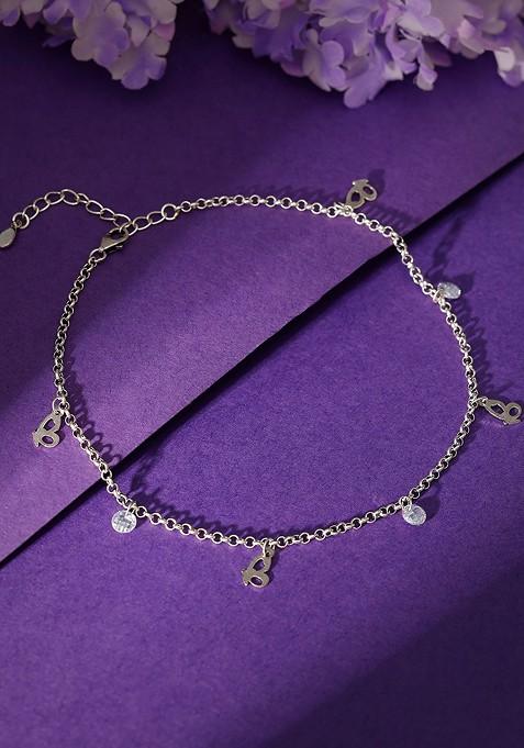 Indya X Giva 925 Sterling Silver Oxidised Popular Butterfly Anklet