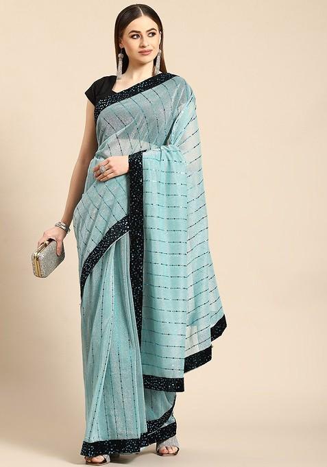 Striped Sequinned Saree