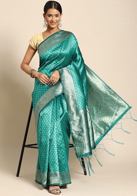 Floral Zari Silk Blend Saree