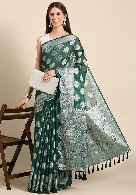 Ethnic Motif Zari Organza Saree